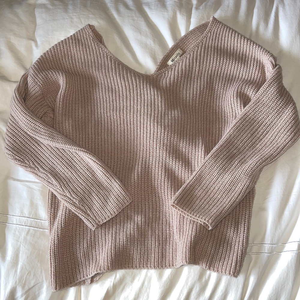 Blush Pink Twist Back Sweater